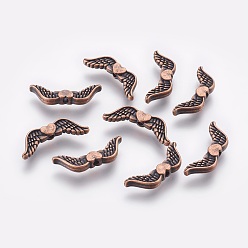 Красная Медь Сплавочные овальные бусины тибетского стиля , без кадмия и без свинца, крыло, Красная медь, 20x7x3 мм