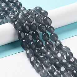 Slate Gray Natural Jade Beads Strands, Dyed, Nuggets, Tumbled Stone, Slate Gray, 9.5~11.5x8~8.5x7~8mm, Hole: 1mm, about 34~38pcs/strand, 14.76~15.16''(37.5~38.5cm)