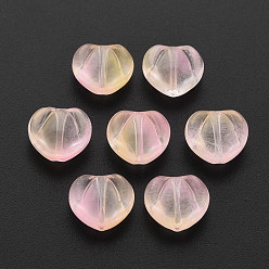PeachPuff Two Tone Transparent Spray Painted Glass Beads, Heart, PeachPuff, 10.5x12x6.5mm, Hole: 1mm