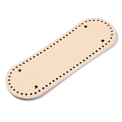 Кремово-белый Дно из искусственной кожи, овал с пластинами из сплава, зерно личи, аксессуары для замены сумок, кремово-белые, 30x10x0.4~1.1 см, отверстие : 5 мм