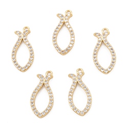 Real 18K Gold Plated Brass Micro Pave Cubic Zirconia Pendant, Long-Lasting Plated, Fish, Real 18K Gold Plated, 22.5x10x2mm, Hole: 1.5mm