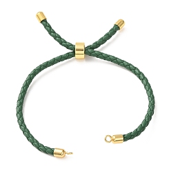 Vert Fabrication de bracelets en cordon de cuir tressé en microfibre ronde ajustable, avec les accessoires en laiton, convient aux breloques de connecteur, verte, 9.13x0.12 pouce (23.2x0.3 cm), Trou: 2mm