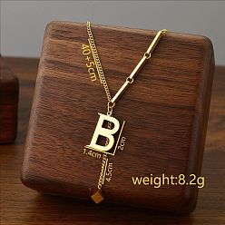 Letter B 304 кулон с инициалом из нержавеющей стали с ожерельем из игральных костей, золотые, В письме, 15.75 дюйм (40 см), Кулон : 20x14 мм