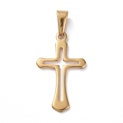 Золотой 304 подвески из нержавеющей стали, крестик, золотые, 28x17x1 мм, отверстие : 8x3 мм