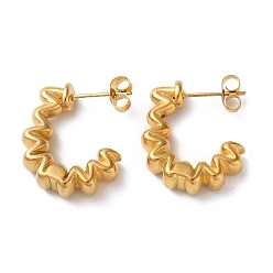 Настоящее золото 18K Ионное покрытие (IP) 304 Серьги-гвоздики из нержавеющей стали, серьги-кольца, реальный 18 k позолоченный, 21.5x6 мм