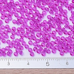 (RR1310) Dyed Transparent Fuchsia MIYUKI Round Rocailles Beads, Japanese Seed Beads, (RR1310) Dyed Transparent Fuchsia, 11/0, 2x1.3mm, Hole: 0.8mm, about 5500pcs/50g