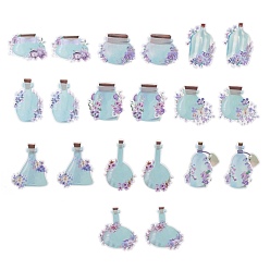 Bottle 20Pcs 10 Styles Waterproof Self Adhesive PET Stickers, for Suitcase, Skateboard, Refrigerator, Helmet, Mobile Phone Shell, Medium Purple Flowers, Bottle Pattern, 65~118x69~95x0.1mm, about 2pcs/style