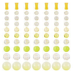 Желтый 80g прозрачные стеклянные бусины, разнообразные, желтые, 5.5~16x6~11.5x6.5~10.5 мм, отверстие : 1.2~1.6 мм