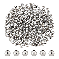 Платинированный 300шт. латунные круглые разделительные бусины, Реальная платина, 4 мм, отверстие : 1.5 мм