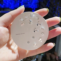 Платина 7 пары изысканных комплектов сережек-гвоздиков из сплава для девушек и женщин, с 925 стерлинговым серебром, разнообразные, платина, Размер упаковки: 75x75 mm