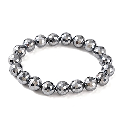 Терагерцовый камень Эластичные браслеты из граненых терагерцовых камней и бисера для женщин и мужчин, внутренний диаметр: 2-3/8 дюйм (6 см), 10 мм