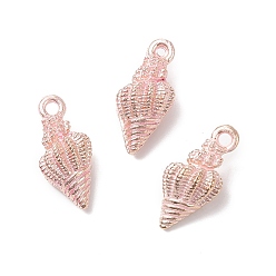 Темно-Розовый Подвески из эмали и сплава, раковина, золотой свет, темно-розовыми, 19.5x9x7~9 мм, отверстие : 1.4 мм