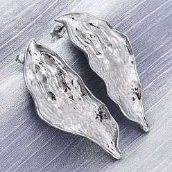 Платина Латунь серьги, стойки покрытие, долговечный, без свинца и без кадмия, крыло, слева и справа, платина, 47x20 мм