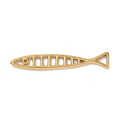 Golden 304 Stainless Steel Big Pendants, Fish with Stripe Charms, Golden, 50.5x9x2mm, Hole: 1mm