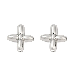 Платина Латунные бусины, без кадмия, без никеля и без свинца, крестик, платина, 9x8.5x3.5 мм, отверстие : 0.8 мм