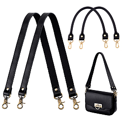 Черный 4шт. 2 стили кожаных ручек для сумок, Сплав с застежками, для замены ремней для мешков, античная бронза, чёрные, 400~595x14~20x4~10 мм, 2 шт / стиль