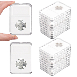 White 40Pcs PP Commemorative Coin Collection Box, Rectangle, White, 84.5x59x8mm