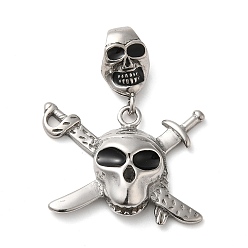 Нержавеющая Сталь Цвет Хэллоуин 304 подвески с эмалью из нержавеющей стали, очарование черепа, цвет нержавеющей стали, 41.5 мм