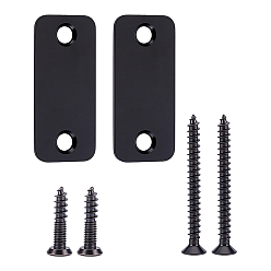 Black 201 Stainless Steel Door Lock Hole Cover Plate, with Screw, Black, 56x25x2mm