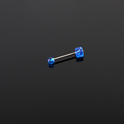 Королевский синий Кости 316l хирургическая нержавеющая сталь с акриловыми кольцами для языка, цвет нержавеющей стали, королевский синий, длина стержня: 7/16"(11мм), штифты : 1.6 мм