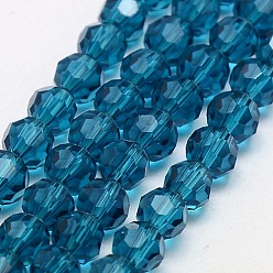 Steel Blue Glass Beads Strands, Faceted, Round, Steel Blue, 6mm, Hole: 1.2mm, about 88~91pcs/strand, 19.49 inch~20.08 inch(49.5~51cm)