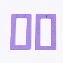 Medium Orchid Spray Painted Wood Linking Rings, Quick Link Connectors, Rectangle, Medium Orchid, 45x24x1.5mm, Inner Measure: 35x13mm