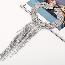 Платина Длинные ожерелья из сплава с кристаллами и стразами для женщин, платина, 15.75 дюйм (40 см)