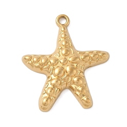 Настоящее золото 18K 304 подвески из нержавеющей стали, морская звезда, реальный 18 k позолоченный, 24.5x21.5x3.5 мм, отверстие : 1.6 мм