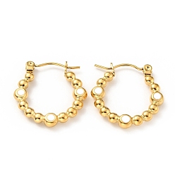 Белый Ионное покрытие (ip) 304 серьги-кольца в форме капли из нержавеющей стали с эмалью для женщин, золотые, белые, 20.5x20x3 мм, штифты : 0.8 мм