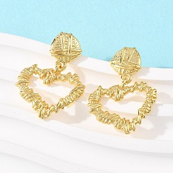 Настоящее золото 18K Серьги-гвоздики в форме сердечка из латуни, долговечная тарелка, стойки покрытие, без свинца и без кадмия, реальный 18 k позолоченный, 30x22 мм