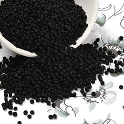 Черный Матовые непрозрачные 12/0 стеклянные бусины, круглые, чёрные, 2x1~2 мм, отверстие : 0.5 мм, около 30000 шт / упаковка, 440~450 г / мешок