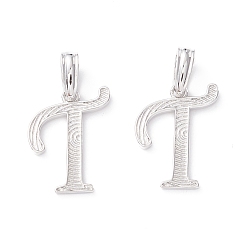 Letter T Подвески с буквами из экологически чистой латуни, настоящее платиновое долговечное покрытие, без кадмия и без свинца, letter.t, 18.5x14.5x1.4 мм, отверстие : 6.5x3.3 мм