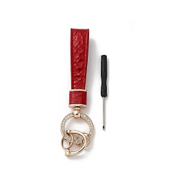 FireBrick Microfiber & Zinc Alloy & Crystal Rhinestone Keychain, Light Gold, FireBrick, 13.5cm