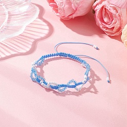 Небесно-голубой Стеклянные бусины плетеные браслеты из бисера для женщин, голубой, внутренний диаметр: 1-3/4~3-1/2 дюйм (4.4~8.95 см)