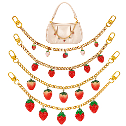 Золотой 4 шт. 4 стили: сплав, эмаль и смола, фрукт, красная клубника, подвеска 304 декоративные цепочки из нержавеющей стали, с сплава шарнирного когтя омара застежками, золотые, 306 мм, 1 шт / стиль