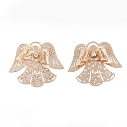 Light Gold Латунь филигрань столяры ссылки, с кристально горный хрусталь, без кадмия, без никеля и без свинца, ангел, золотой свет, 43.5x48.5x5 мм
