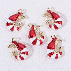 (123L) Белый крем непрозрачный блеск Подвески из эмали и сплава, золотые, очарование раков, огнеупорный кирпич, 19x12x5.5 мм, отверстие : 1.4 мм