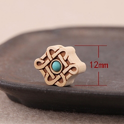 Andere Buchsbaumperlen, mit synthetischen Türkis, 12x16x7 mm