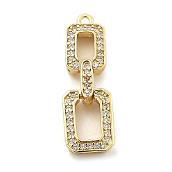 Настоящее золото 18K Латунные микро проложить кубический цирконий подвеска, прямоугольные, без свинца и без кадмия, долговечный, реальный 18 k позолоченный, 25.5x9x4.5 мм, отверстие : 1.2 мм