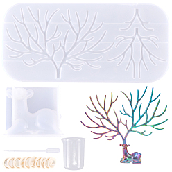 Белый Силиконовые формы для рождественских оленей / оленей, формы для литья смолы, для уф-смолы, изготовление ювелирных изделий из эпоксидной смолы, трансферные пипетки, латексные кроватки, мерный стакан, на Рождество, белые, 400x188x5 мм