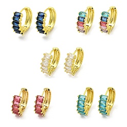 (52) Непрозрачная лаванда Серьги-кольца из латуни с микропаве из кубического циркония, реальный 18 k позолоченный, разноцветные, 17x6.5 мм