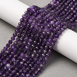 Аметист Природный аметист нитей бисера, граненые, круглые, 4~4.5 мм, отверстие : 0.7 мм, около 91~93 шт / нитка, 15.35~15.51 дюйм (39~39.4 см)