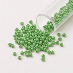 Light Green 12/0 FGB Grade A Round Glass Seed Beads, Baking Paint, Light Green, 2.3x1.5mm, Hole: 1mm, about 48500pcs/pound