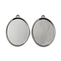 Черный Цвет Металла Настройки подвески кабошона овального подноса тибетского стиля сплав, чашки безель с краями, без кадмия и без свинца, металлический черный , лоток : 40x30 мм, 48x34x3 мм, Отверстие : 3 мм , около 93 шт / 1000 г
