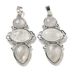 Хрусталь Подвески из натурального кварца и горного хрусталя, покрытие стойки латунные подвески в виде цветов, без кадмия и без свинца, платина, 47x24x6.5 мм, отверстие : 7.5x5 мм