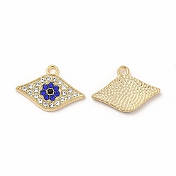 Golden Alloy Rhinestone Charms, Eye, Golden, 14.5x21x2mm, Hole: 2mm