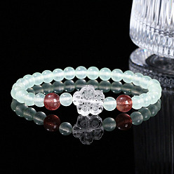 Халцедон Эластичные браслеты из натурального халцедона с круглыми бусинами, цветок, внутренний диаметр: 2-1/8 дюйм (5.5 см)