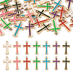 (52) Непрозрачная лаванда 32шт 8 цветные подвески из пластиковой эмали, подвески в виде крестов золотистого цвета, разноцветные, 46x26x5 мм, отверстие : 3 мм, 4 шт / цвет