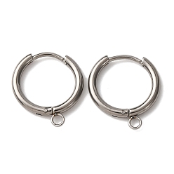 Нержавеющая Сталь Цвет 201 Выводы из нержавеющей стали серьги обруча, с 316 нержавеющей сталью и петлями, цвет нержавеющей стали, 17.5x16.5x2.5 мм, отверстие : 1.8 мм, штифты : 1 мм