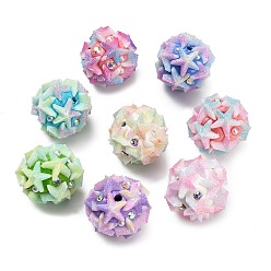 (52) Непрозрачная лаванда Бусины со стразами, полимерная глина , морская звезда, с смолой и абс пластика имитация жемчуга, разноцветные, 19.5x18.5 мм, отверстие : 2.5 мм